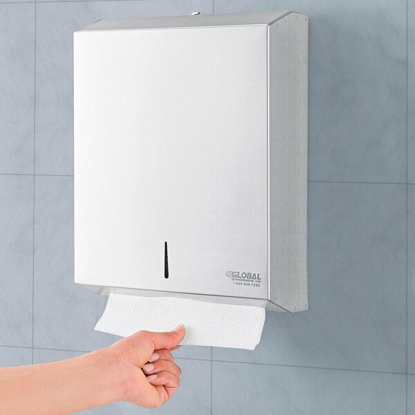 Global Industrial Folded Paper Towel Dispenser, Stainless Steel 640902